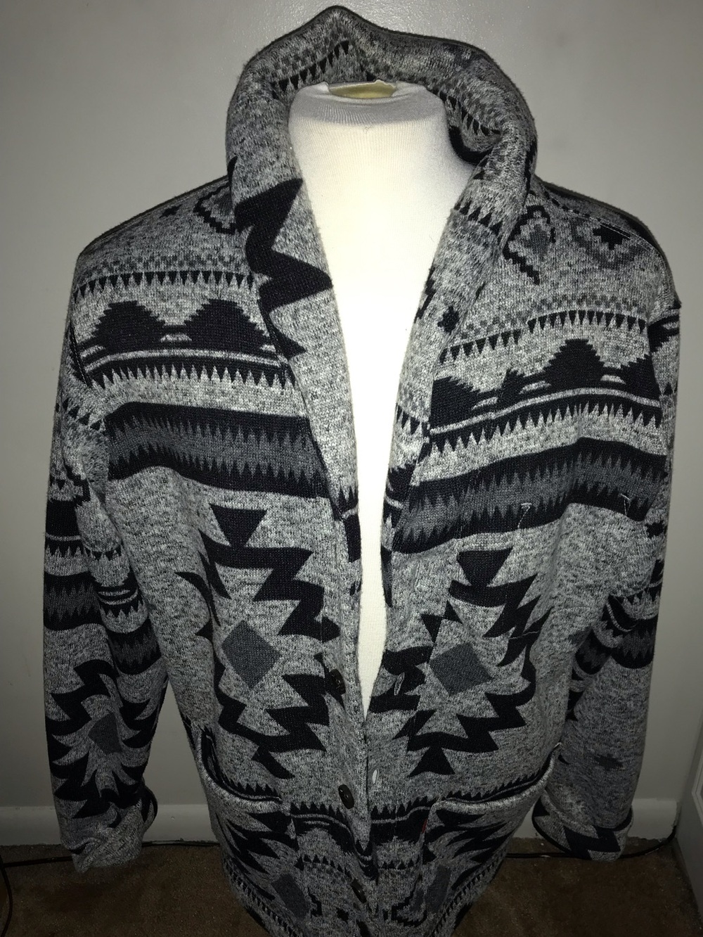 Levi's Men's Reverve Geometric Fleece Cardigan Gray size XL